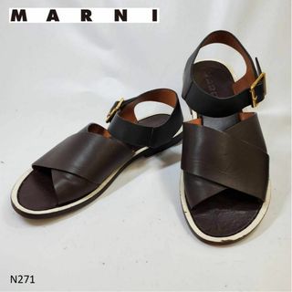 マルニ(Marni)のN271　MARNI マルニ　サンダル　ストラップ　アンクル ブラウン　37(サンダル)