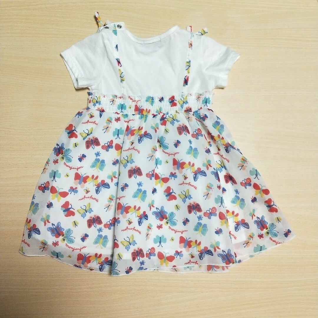 ムージョンジョン　ワンピース　サイズ90 　蝶のチュールワンピース キッズ/ベビー/マタニティのキッズ服女の子用(90cm~)(ワンピース)の商品写真