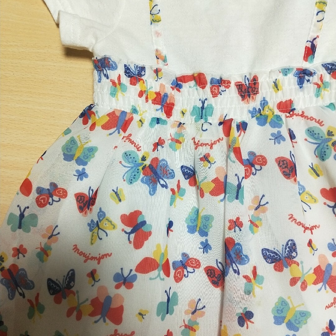 ムージョンジョン　ワンピース　サイズ90 　蝶のチュールワンピース キッズ/ベビー/マタニティのキッズ服女の子用(90cm~)(ワンピース)の商品写真