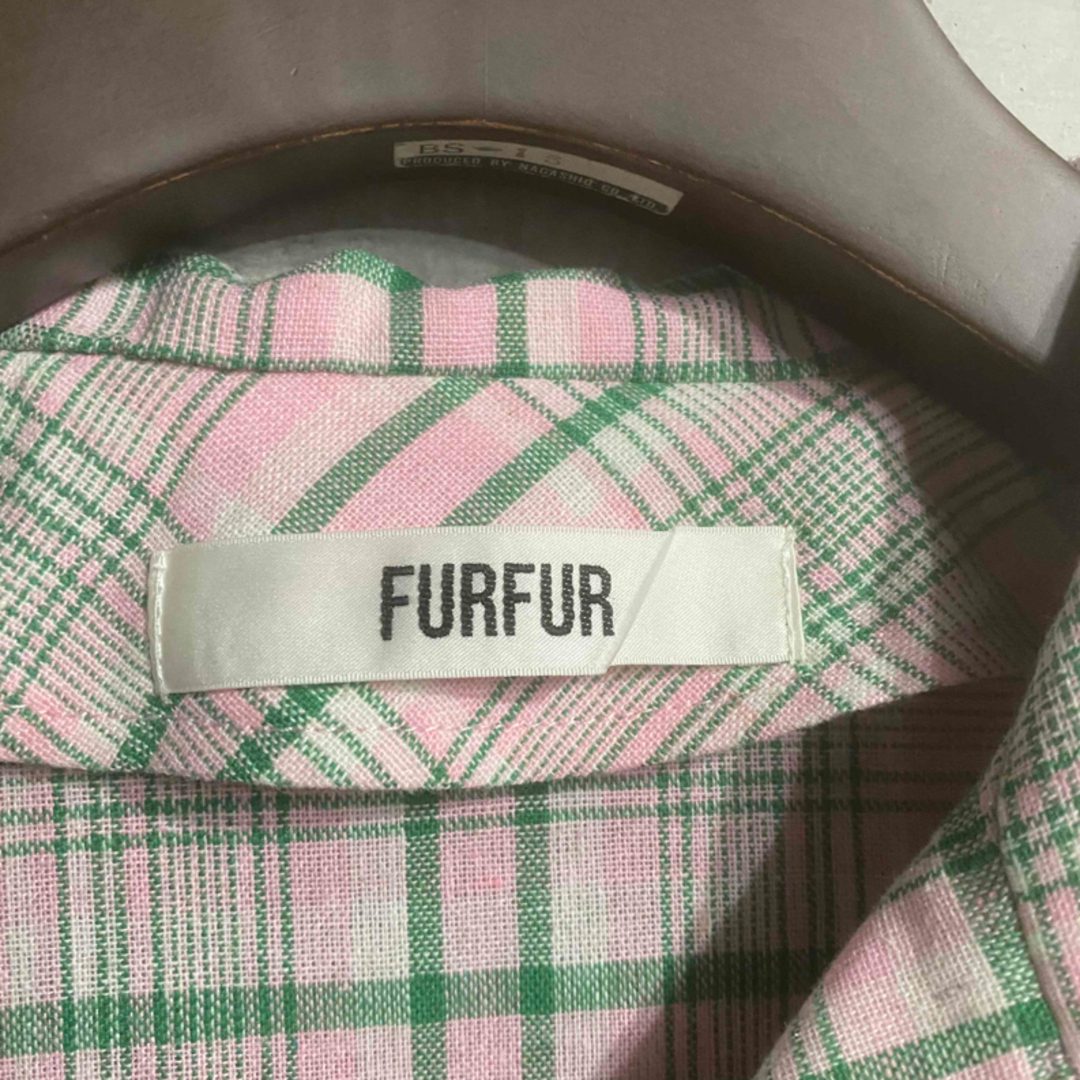 fur fur(ファーファー)のfur fur ストライプブロックチェック　ブラウス　半袖　ショートスリーブ春夏 レディースのトップス(シャツ/ブラウス(半袖/袖なし))の商品写真