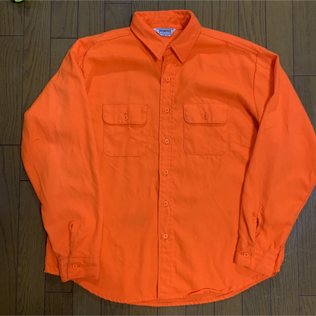 90s FIVE BROTHER ネルシャツ USA製 オレンジ