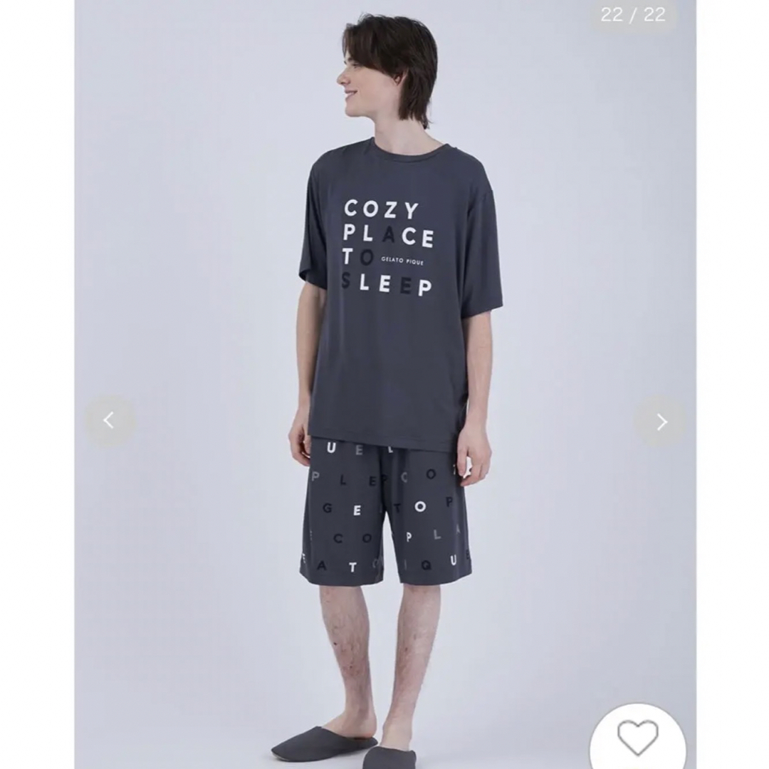  【UNISEX】レーヨンロゴワンポイントTシャツ＆ハーフパンツSET レディースのルームウェア/パジャマ(ルームウェア)の商品写真