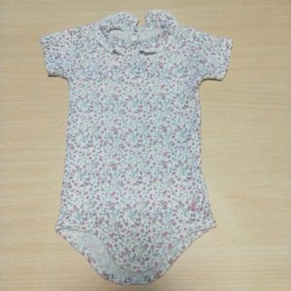 ロンパース　襟付き　花柄　12m   74　PETIT BATEAU　プチバトー(ロンパース)