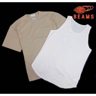 ビームス(BEAMS)の【BEAMS/ビームス】半袖Tシャツ×タンクトップ レイヤード ・ベージュ系・L(Tシャツ/カットソー(半袖/袖なし))