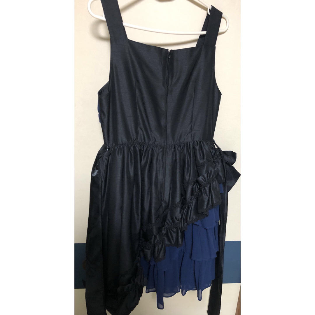 7/8まで出品 ギャザーシフォン ジャンパースカート JSK 黒×紺
