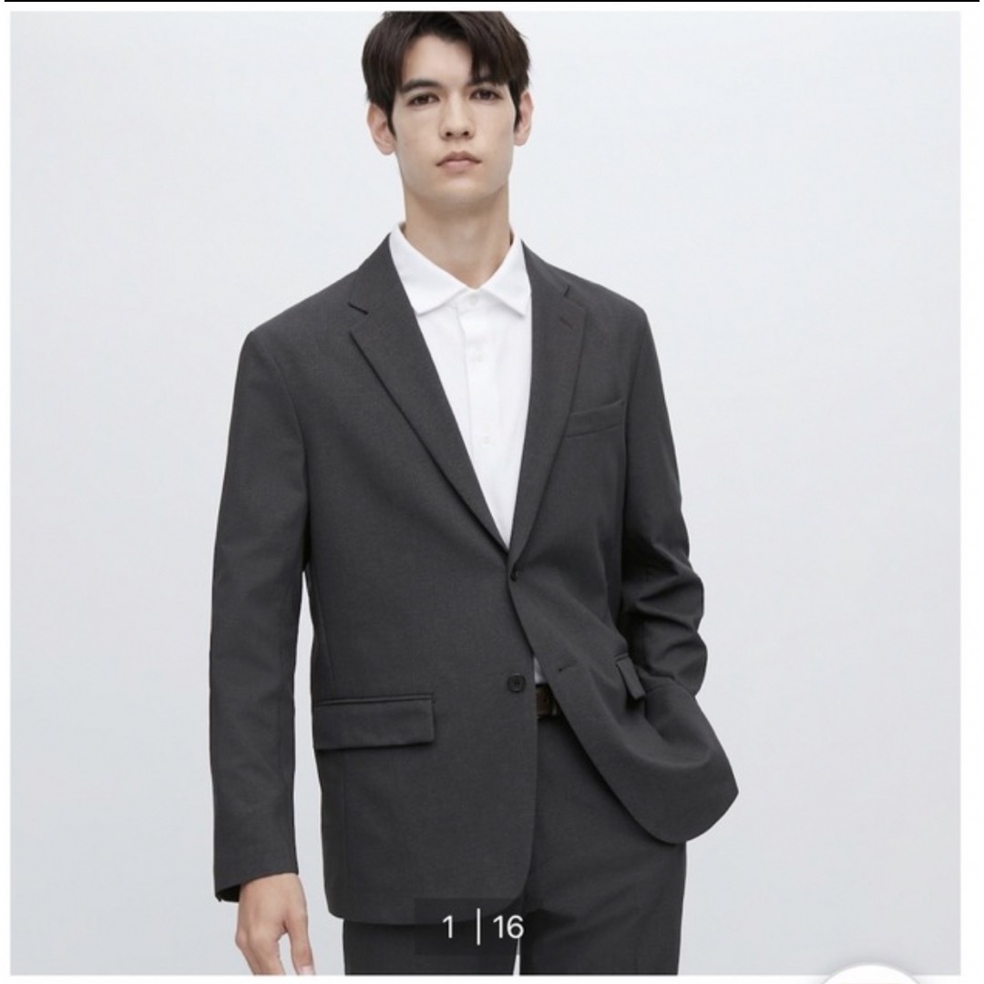 UNIQLO - ユニクロ 感動ジャケット ダークグレー ウールライクの通販