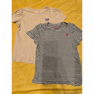 エイチアンドエム(H&M)のセール★H&M 女の子　110サイズ　Tシャツ　２枚組　ハート・蝶ワンポイント(Tシャツ/カットソー)