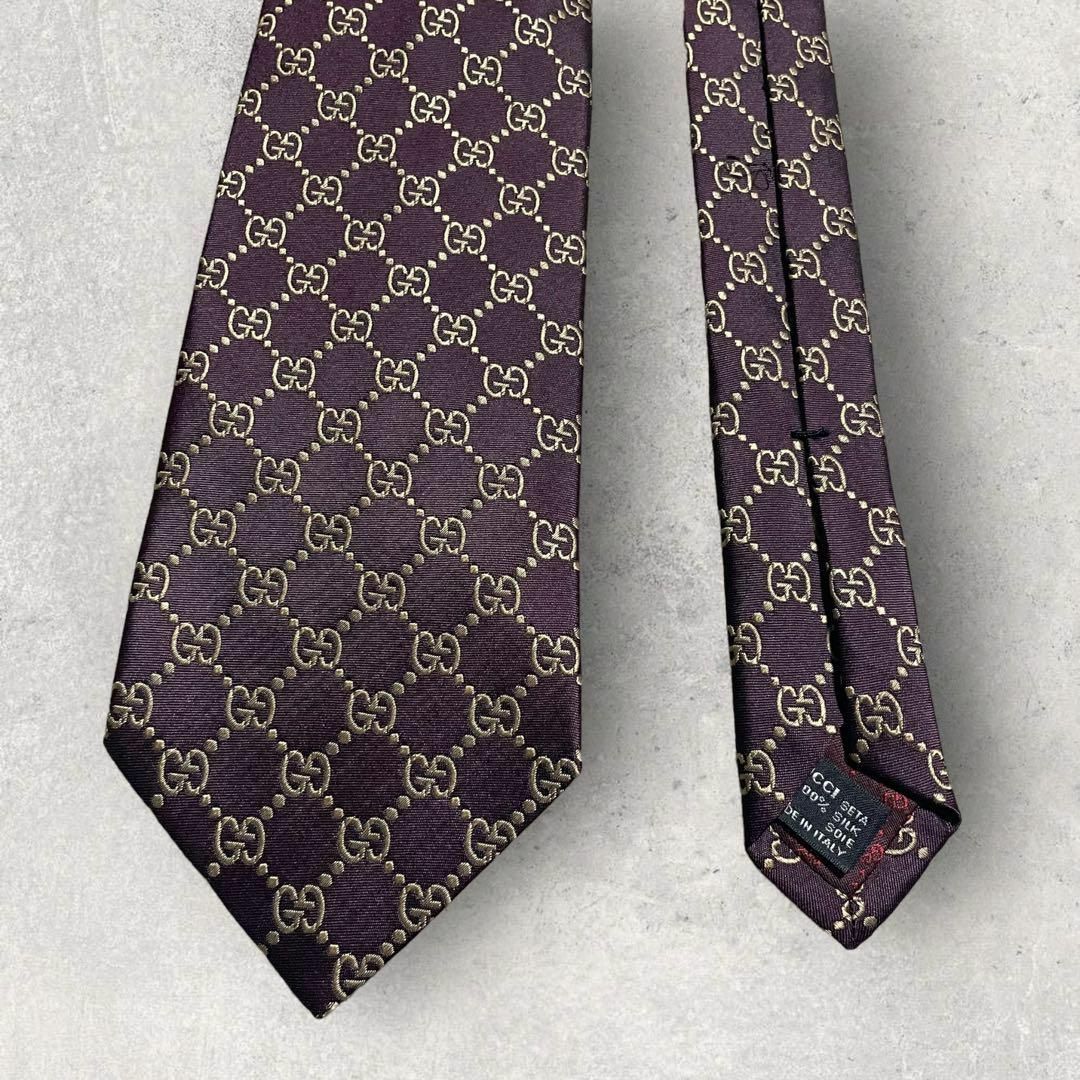 Gucci - 美品 GUCCI グッチ GG柄 シルク ネクタイ パープル 紫の通販