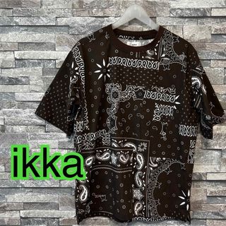 イッカ(ikka)の【ikka】ペイズリー柄　Tシャツ　半袖　ブラウン(Tシャツ/カットソー(半袖/袖なし))