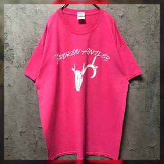 ギルタン(GILDAN)の【GILDAN】Lsize プリントTシャツ ビッグサイズ ピンク US古着(Tシャツ/カットソー(半袖/袖なし))