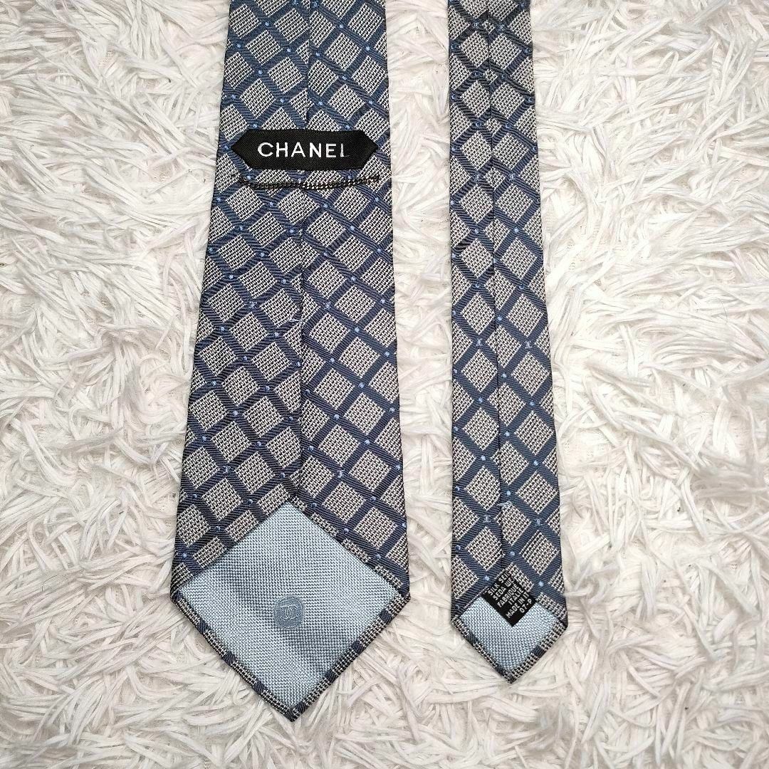 シャネル ネクタイ ココ CC グレー CHANEL ネクタイ シルバー 美品✨