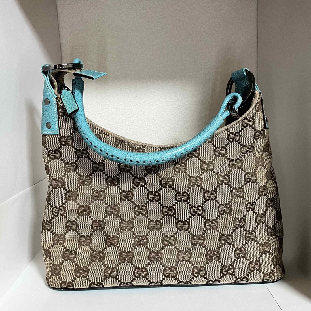 Gucci(グッチ)のGUCCI  GG柄　ワンショルダーバッグ　キャンバスバッグ　ターコイズ レディースのバッグ(ショルダーバッグ)の商品写真