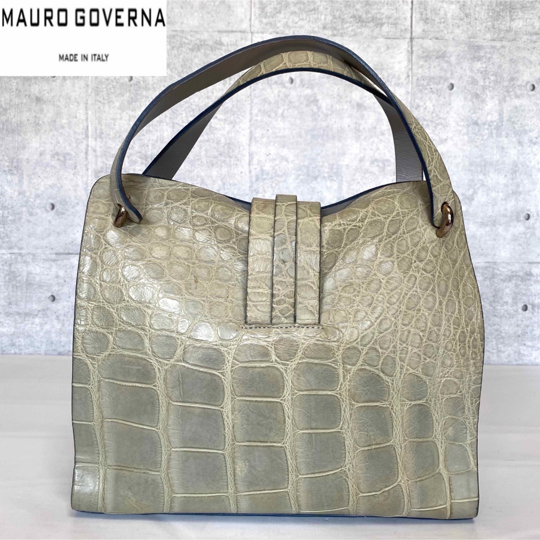 【極美品】MAURO GOVERNA クロコダイル ライトグリーン ハンドバッグ