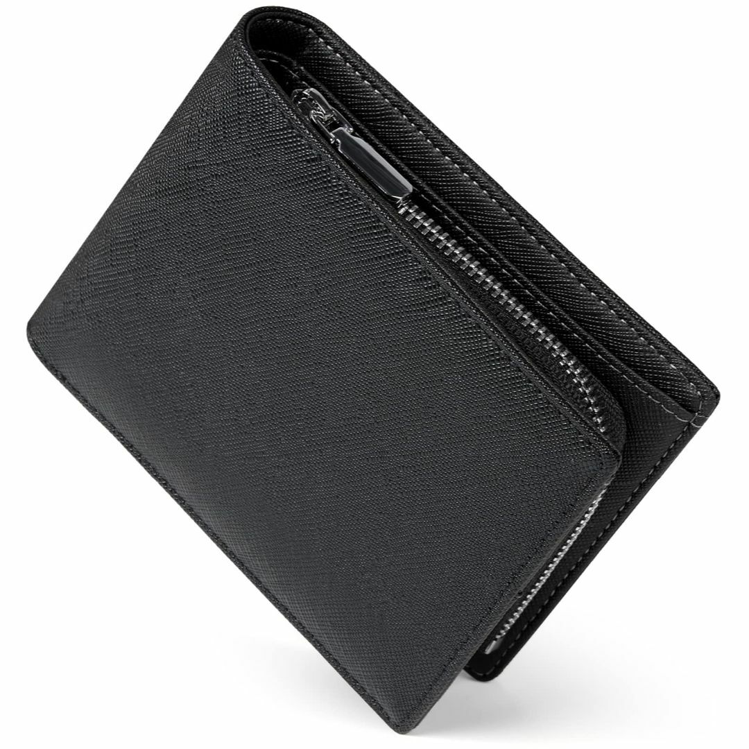 【色: Black】[DAHONGPAO] 財布 メンズ 2つ折り 本革 軽い