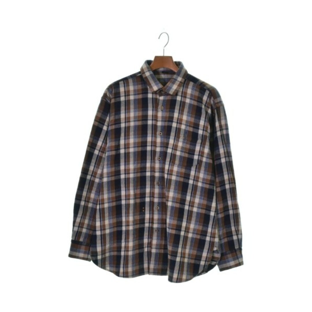 45R カジュアルシャツ -(XL位) 茶x紺等(チェック)