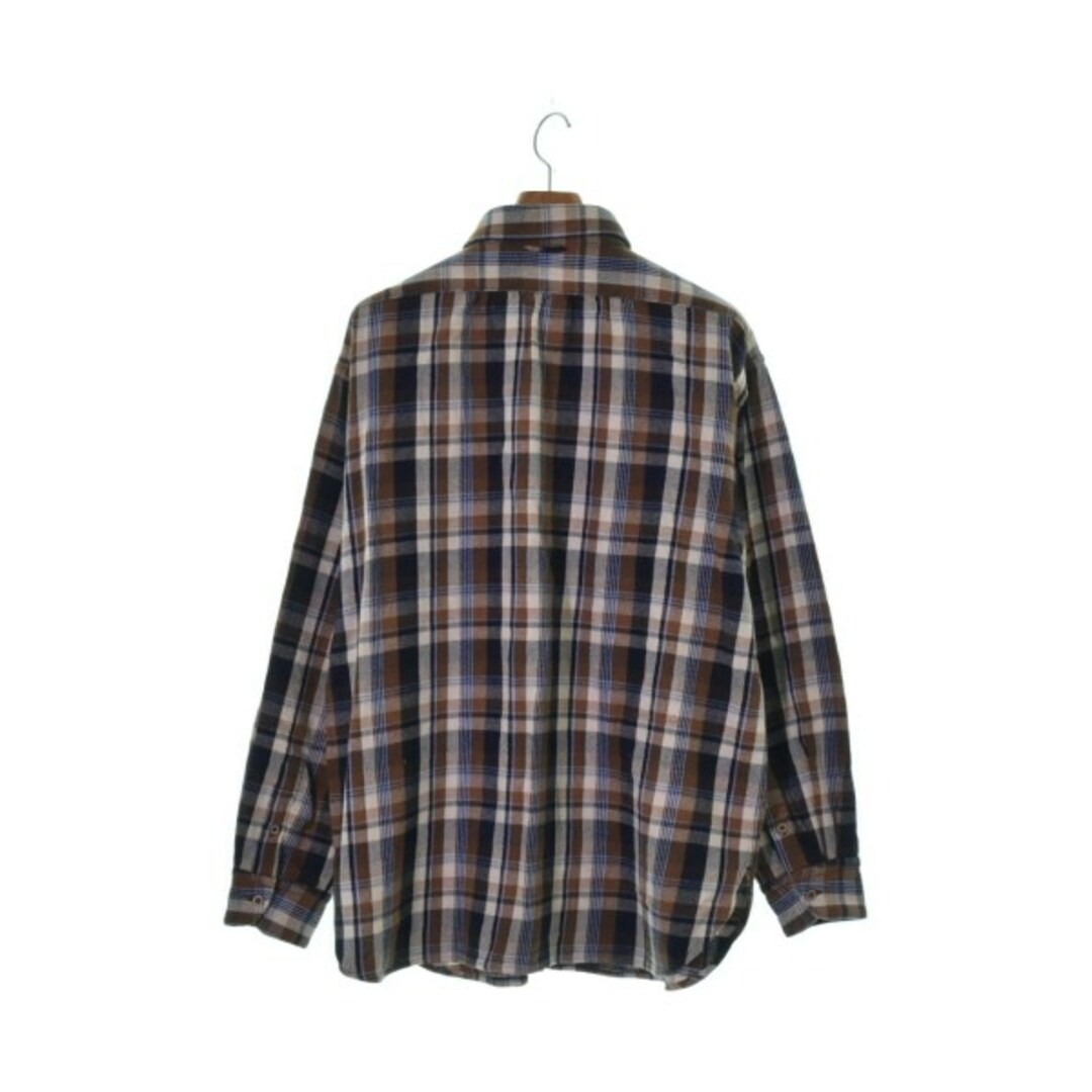 45R カジュアルシャツ -(XL位) 茶x紺等(チェック) 【古着】【中古】