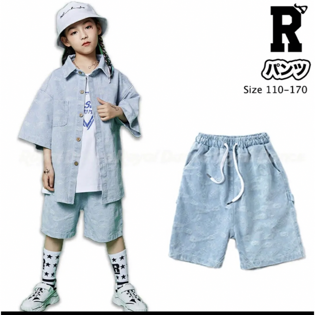 デニム　ハーフパンツ　ペイズリー柄 キッズ/ベビー/マタニティのキッズ服男の子用(90cm~)(パンツ/スパッツ)の商品写真