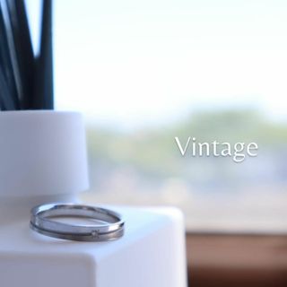 アートヴィンテージ(ART VINTAGE)の【vintage】ファインスチール シルバーカラー ストーン付 シンプル リング(リング(指輪))