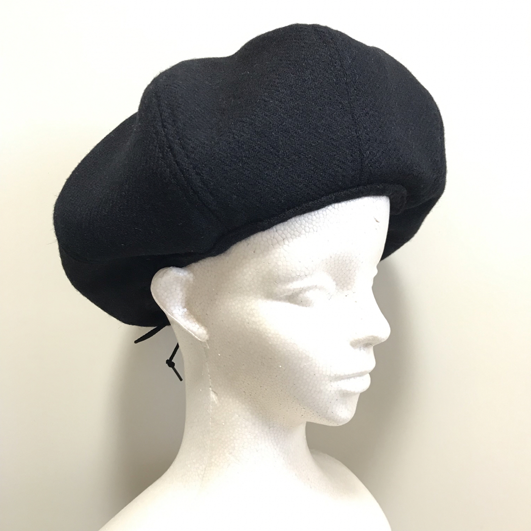 Harris Tweed(ハリスツイード)のハリスツイード 黒 ツイード ハンドメイド ベレー帽 Harris メンズの帽子(ハンチング/ベレー帽)の商品写真