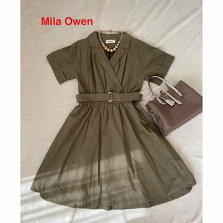 Mila Owen(ミラオーウェン)＊フレア シャツワンピース カーキ サイズ1