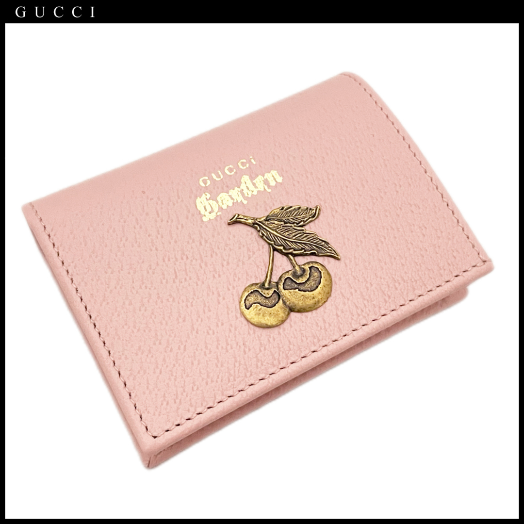 新品グッチガーデンGUCCI gardenチェリー　二つ折り財布　ピンク | フリマアプリ ラクマ