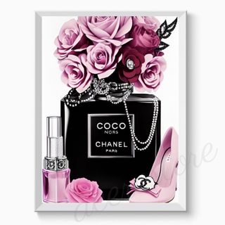 G140 ポスター シャネル CHANEL 黒 香水 ハイヒール リップ(アート/写真)