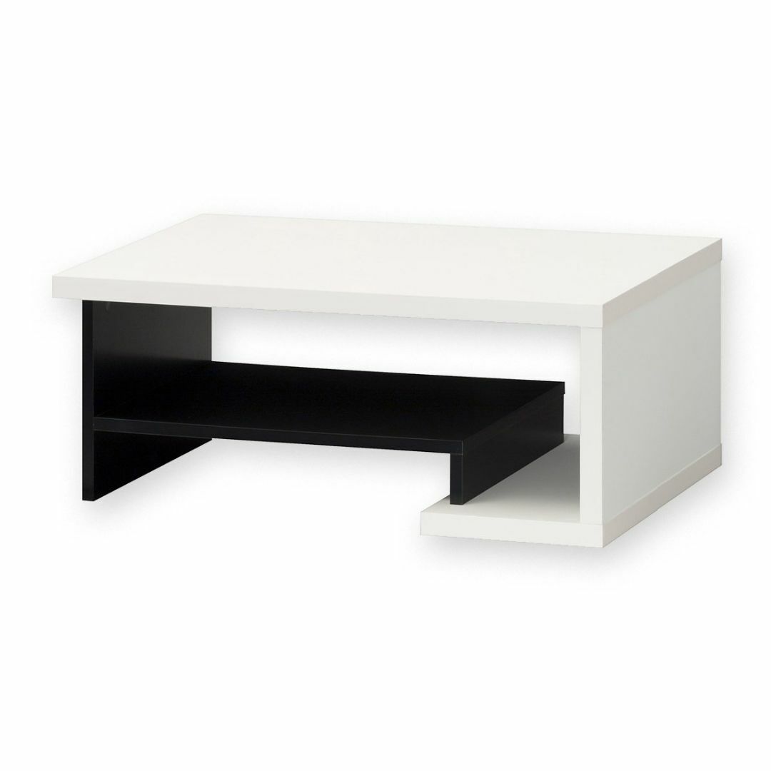 【色: ホワイト&ブラック】白井産業 ローテーブル 机 ユニークで無駄のないデザ