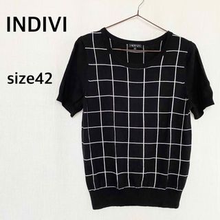 インディヴィ(INDIVI)のINDIVI インディヴィ　半袖　ニット　トップス　サイズ42(ニット/セーター)