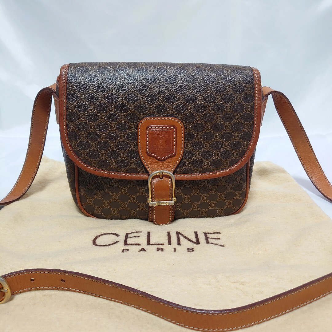極美品 CELINE マカダム柄 ショルダーバッグ ポーチ ポシェット-