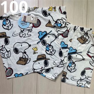 スヌーピー(SNOOPY)の【スヌーピー】総柄 セットアップ☆Tシャツ・ハーフパンツ パジャマ 100(Tシャツ/カットソー)