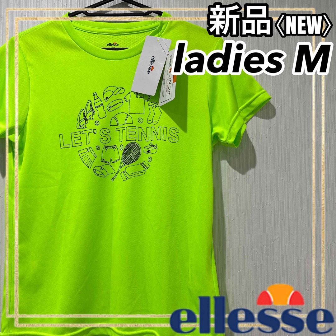 美しい ellesseエレッセ テニス ハンドライティング半袖Tシャツ レディースL新品