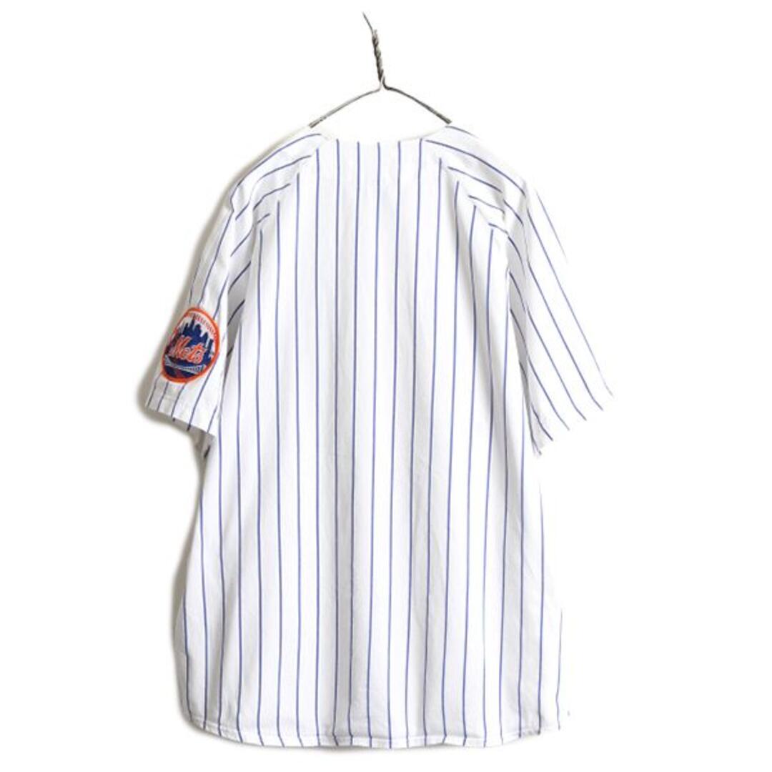 90s USA製 MLB ラッセル メッツ ベースボールシャツ XL ユニホームの