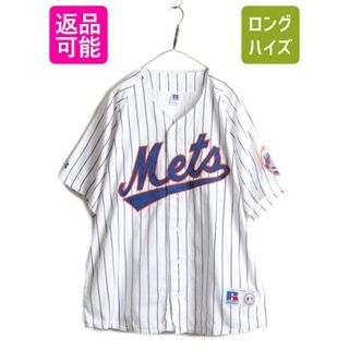 90s USA製 MLB ラッセル メッツ ベースボールシャツ XL ユニホームの