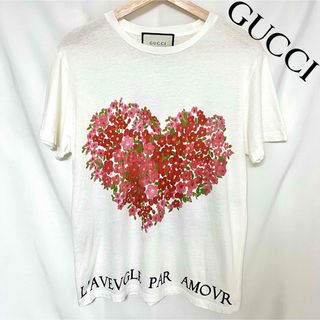 グッチ(Gucci)のGUCCI フラワー ハート バード プリント Tシャツ M(Tシャツ(半袖/袖なし))