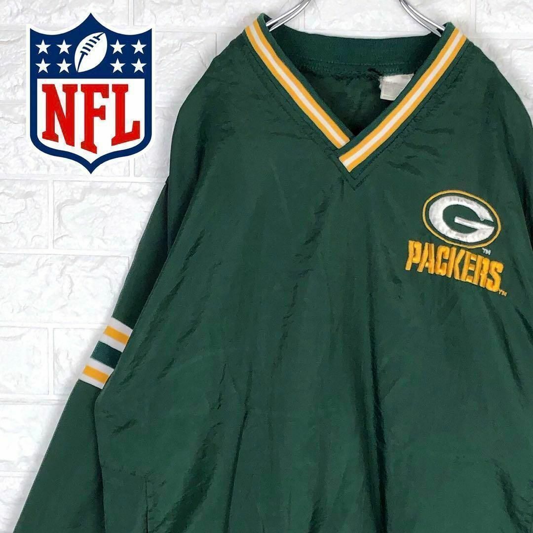 90s NFL グリーンベイパッカーズリバーシブル刺繍ロゴブルゾン 黒 緑