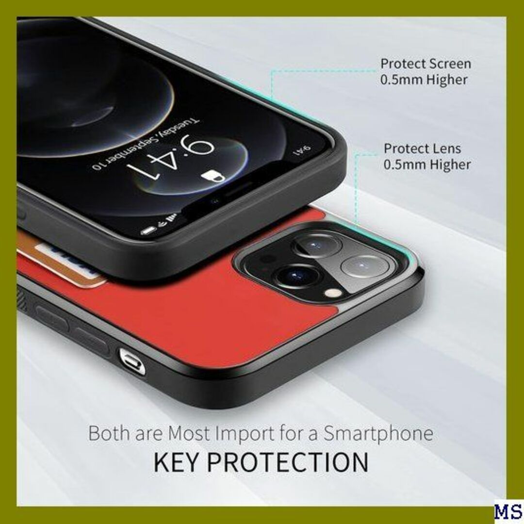 ３ 背面カード収納付 iPhone 13 Pro ケース o レッド 2155 スマホ/家電/カメラのスマホアクセサリー(モバイルケース/カバー)の商品写真