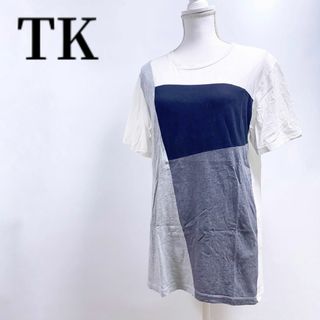 ティーケー(TK)のTKティーケータケオキクチ切替え半袖TシャツL白グレー黒メンズ無地(Tシャツ/カットソー(半袖/袖なし))