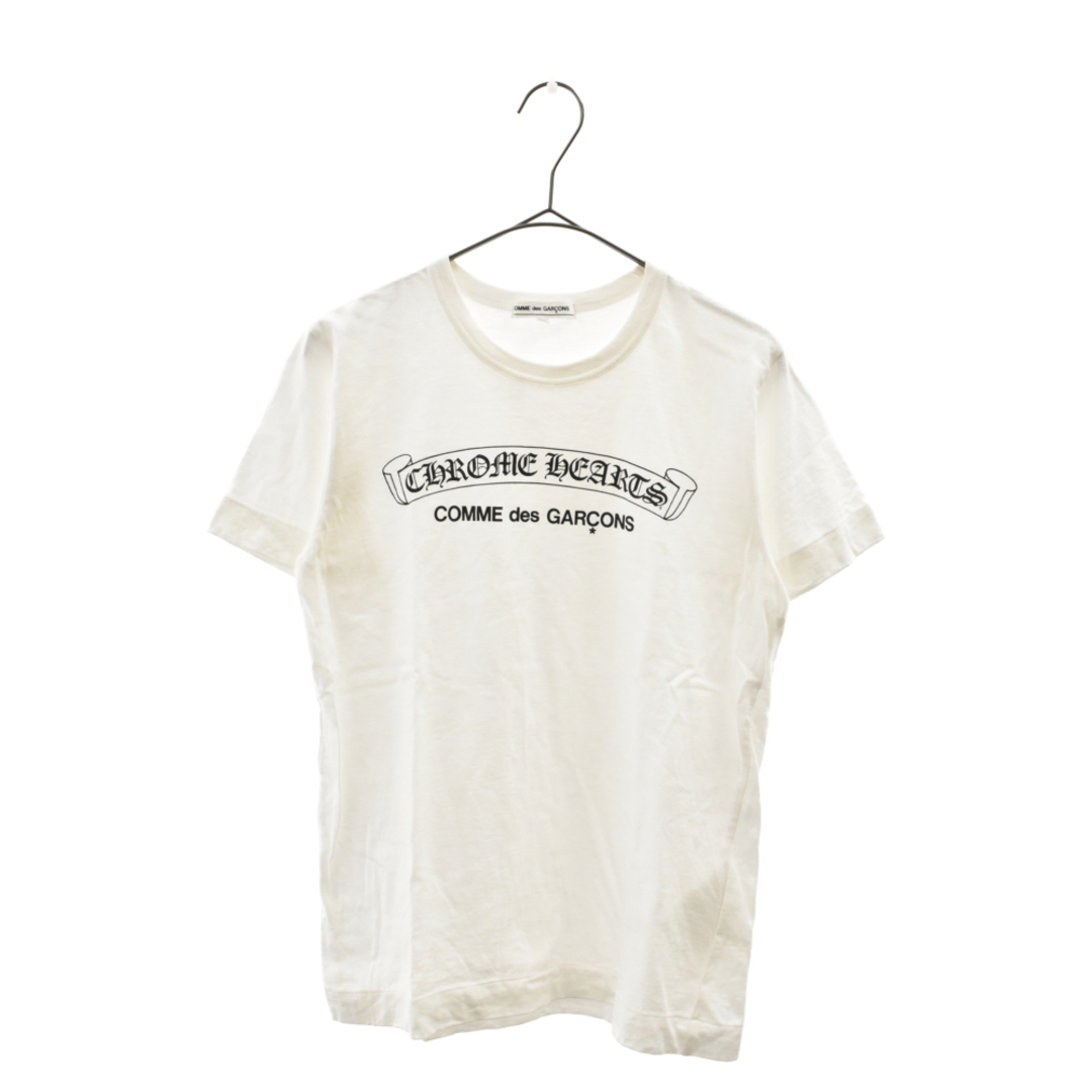CHROME HEARTS クロムハーツ ×COMME DES GARCONS コムデギャルソン フロントロゴプリントクルーネックコットン半袖Tシャツ ホワイト OT-T028
