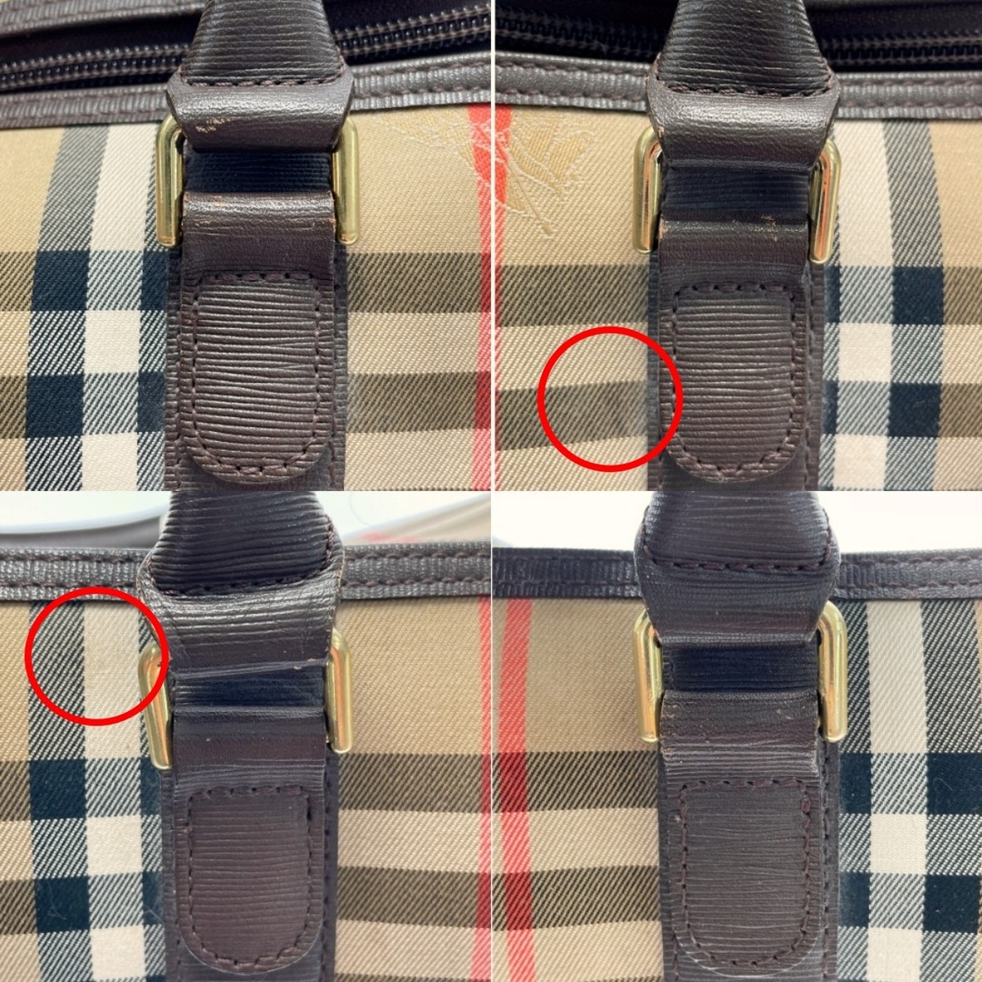 ☆☆BURBERRY バーバリー ミニボストンバッグ ハンドバッグ キャメル クラシックチェック キャンバス×レザー レディース