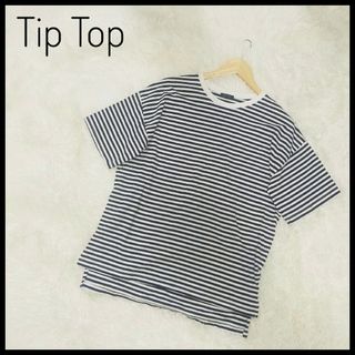 ティップトップ(tip top)の◎Tip Top　綿100％BIG半袖Tシャツ　黒　白　ボーダー　F(Tシャツ(半袖/袖なし))