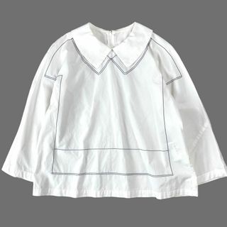 コムデギャルソン(COMME des GARCONS)のコムデギャルソン コムコム シャツ柄ステッチ  ブラウス 襟付きトップス XS(シャツ/ブラウス(長袖/七分))