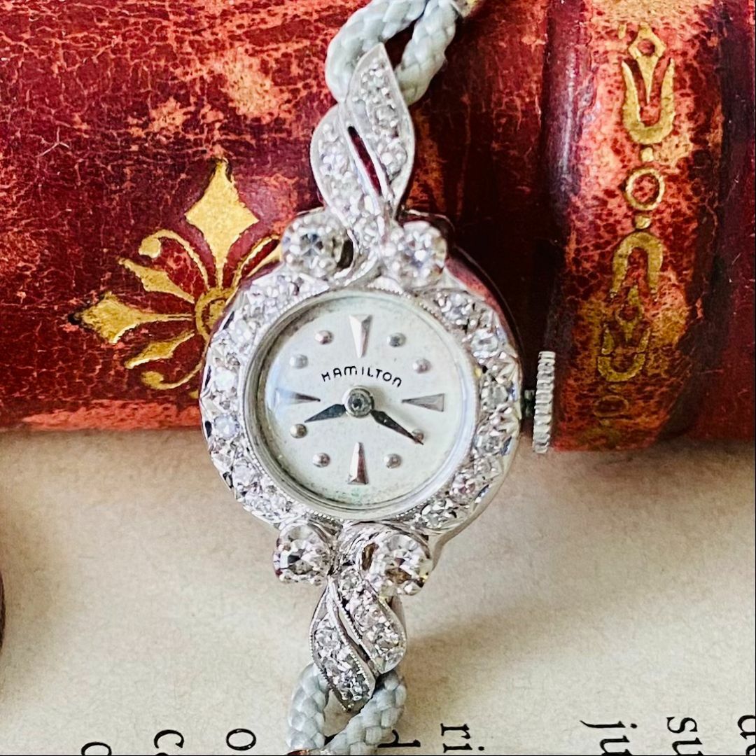 【高級時計ハミルトン】Hamilton 14K 24ダイヤ 手巻き 腕時計