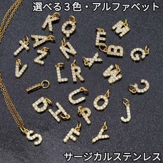 (722) 極小 ジルコニア イニシャル 英字 サージカルステンレス ネックレス(ネックレス)