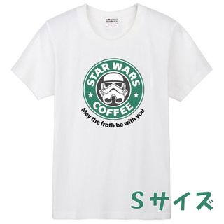 【限定セール】スターウォーズ スターバックス おもしろ Tシャツ ホワイト S(Tシャツ/カットソー(半袖/袖なし))