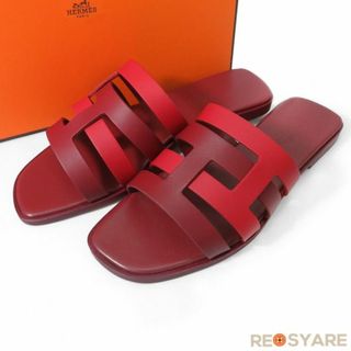 Hermes - 新古品 エルメス アミカ レザー フラット サンダル ミュール