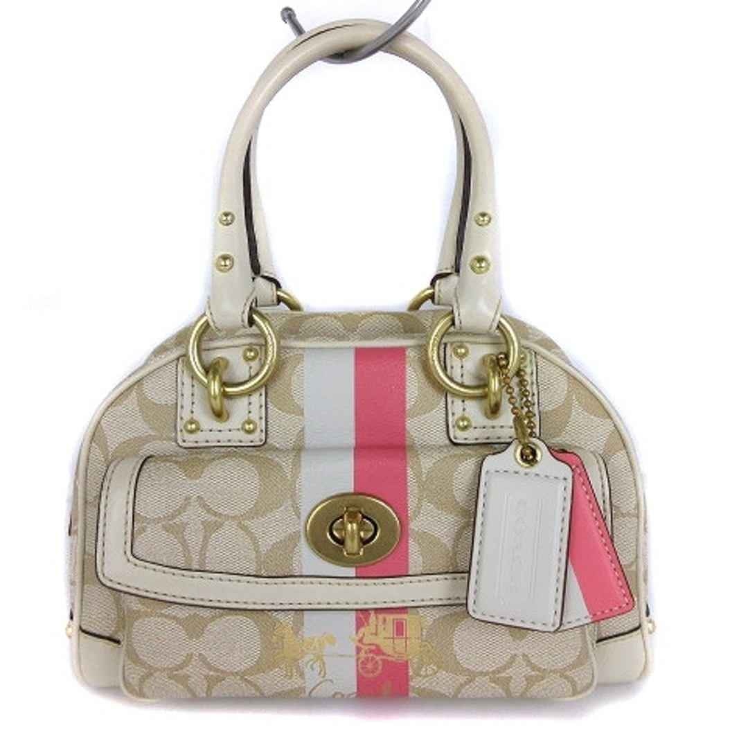 COACH - コーチ ヘリテージ スモール ドームド サッチェル ハンドバッグ ベージュ
