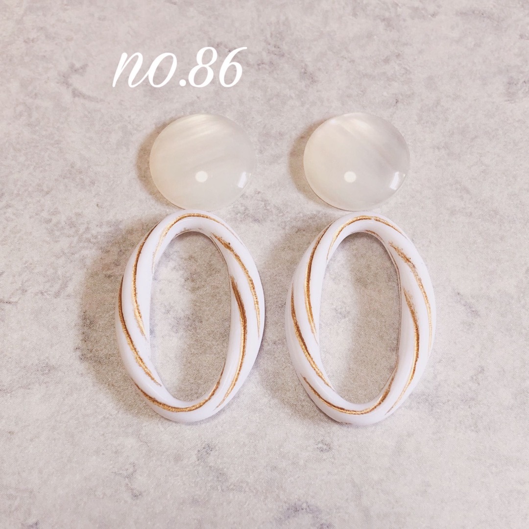 no.86 シェル風 アンティーク オーバル リング ピアス、イヤリングの