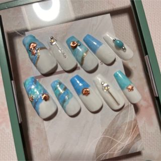 現品あり ネイルチップ ネイル ハンドメイド 海ネイル