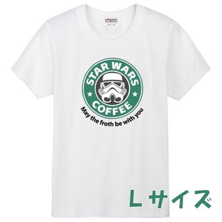 【限定セール】スターウォーズ スターバックス おもしろ Tシャツ ホワイト L(Tシャツ/カットソー(半袖/袖なし))