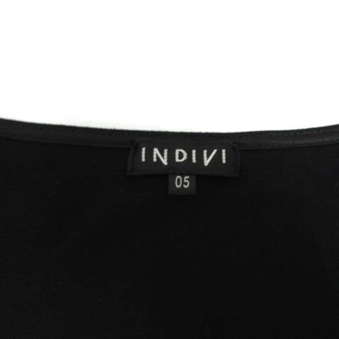 INDIVI(インディヴィ)のINDIVI カットソー ボートネック ボウタイ風 ベロア切替え 長袖 黒 05 レディースのトップス(カットソー(長袖/七分))の商品写真